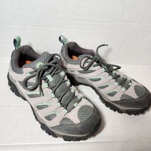 Merrell Shoes Moab 2 Lace Up Vibram Hiking Shoes Women 10 Drizzle/Mint J24462